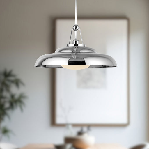 Palmetto 20" Pendant in Polished Nickel/Glossy Opal