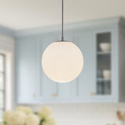 Marco 12" Pendant with 196" Cable in Black/Opal Glass