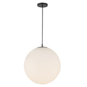Marco 16" Pendant with 196" Cable in Black/Opal Glass