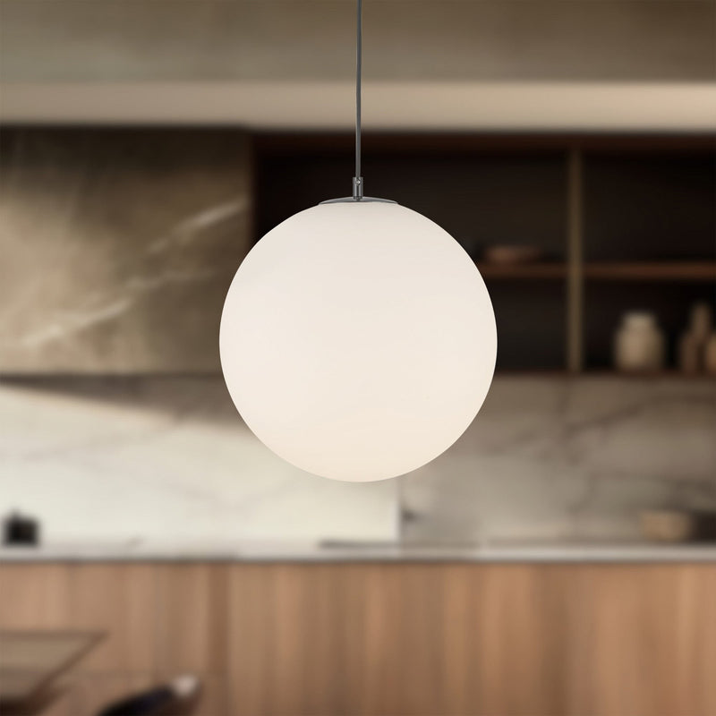 Marco 16" Pendant with 196" Cable in Black/Opal Glass
