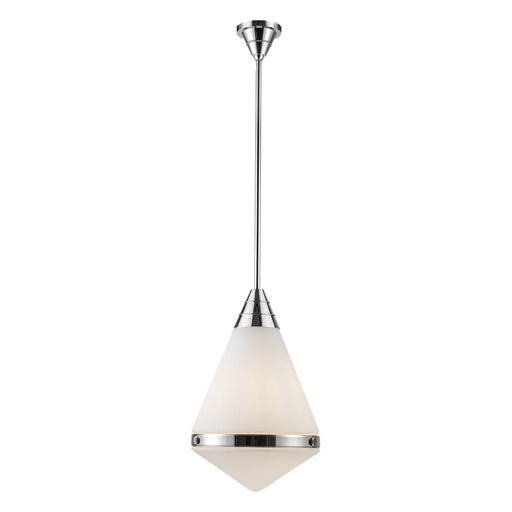 Willard 22" Pendant in Polished Nickel/Opal Matte Glass