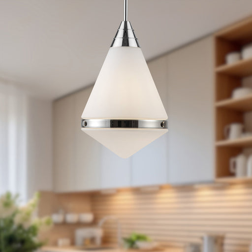 Willard 22" Pendant in Polished Nickel/Opal Matte Glass
