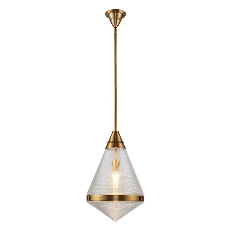 Willard 22" Pendant in Vintage Brass/Prismatic Glass