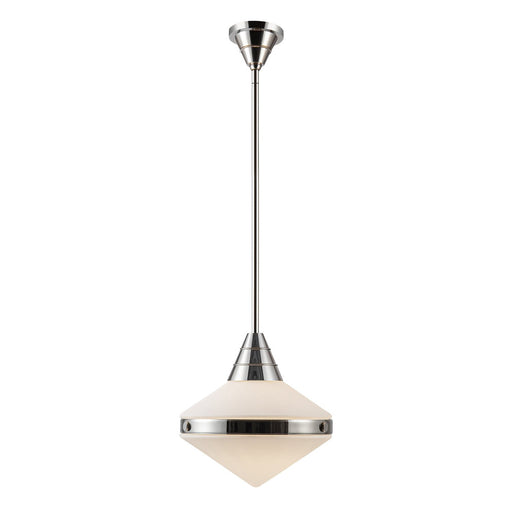 Willard 14" Pendant in Polished Nickel/Opal Matte Glass