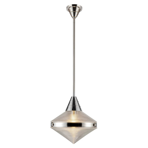 Willard 14" Pendant in Polished Nickel/Prismatic Glass