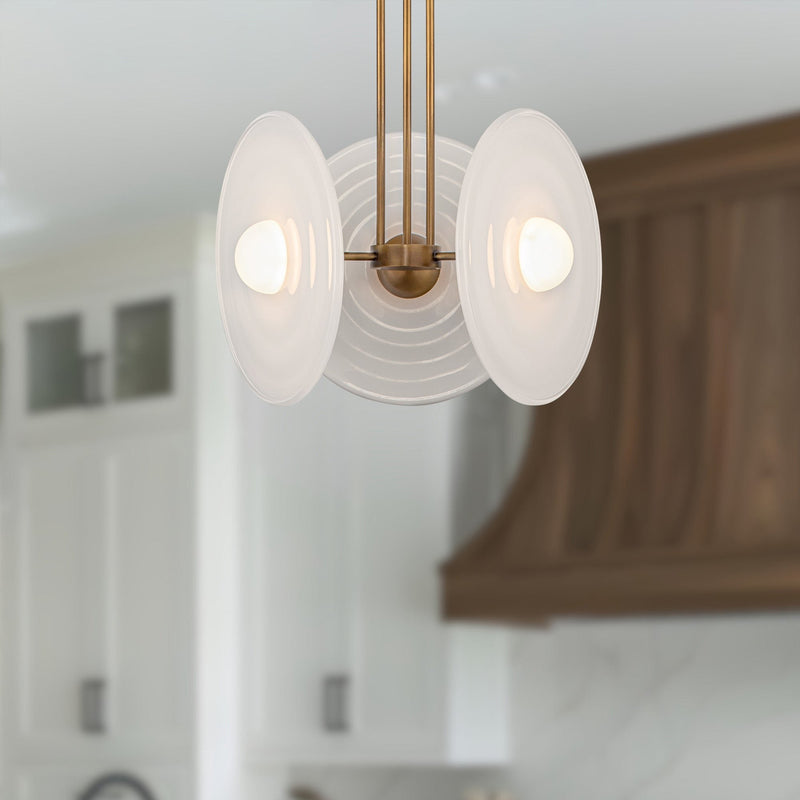Harbour 18" Pendant in Vintage Brass/Glossy Opal