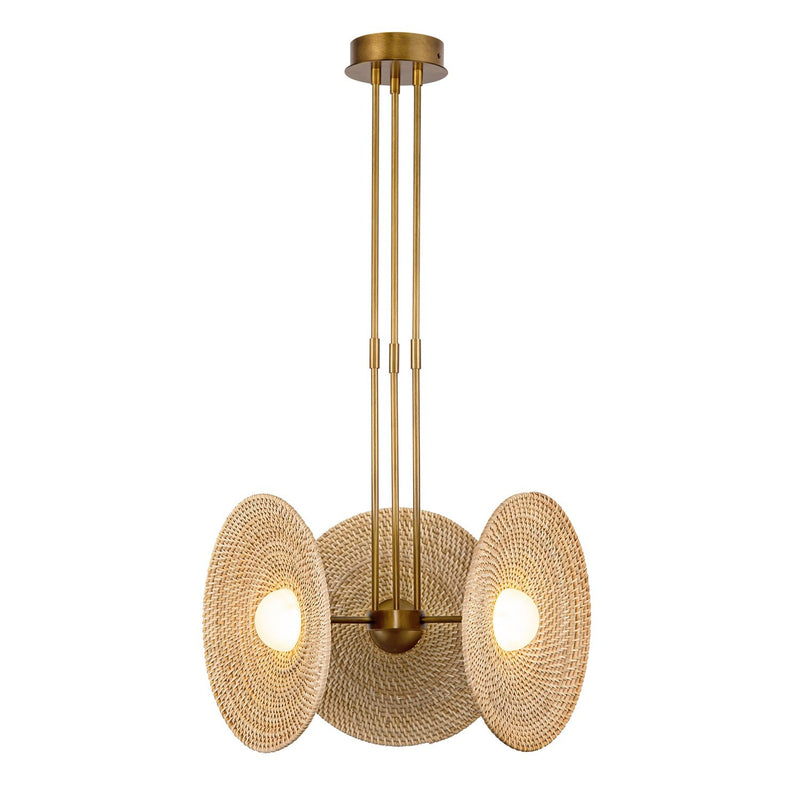 Harbour 18" Pendant in Vintage Brass/Woven