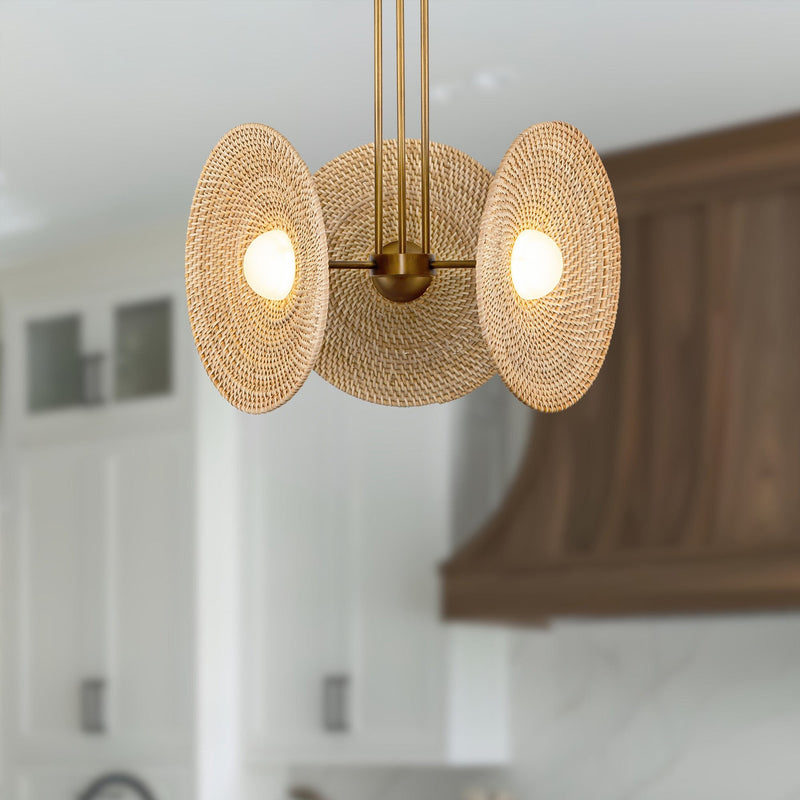 Harbour 18" Pendant in Vintage Brass/Woven