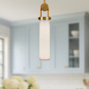 Wynwood 15" Pendant in Vintage Brass/Glossy Opal