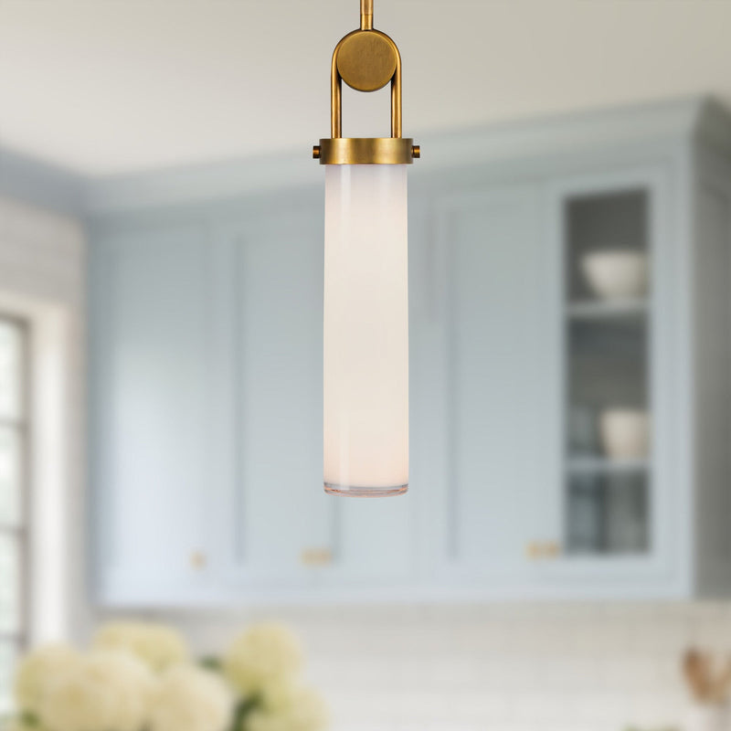 Wynwood 15" Pendant in Vintage Brass/Glossy Opal