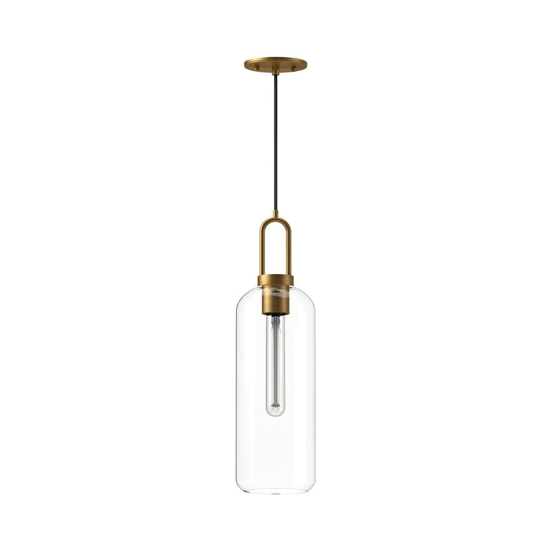 Soji 6" Pendant in Aged Gold/Clear Glass