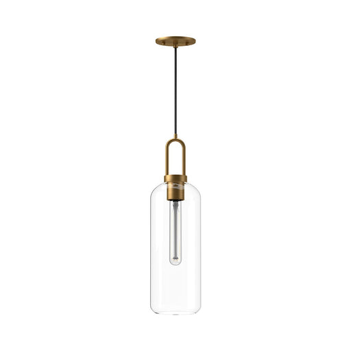 Soji 6" Pendant in Aged Gold/Clear Glass