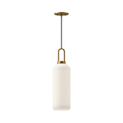 Soji 6" Pendant in Aged Gold/Opal Matte Glass
