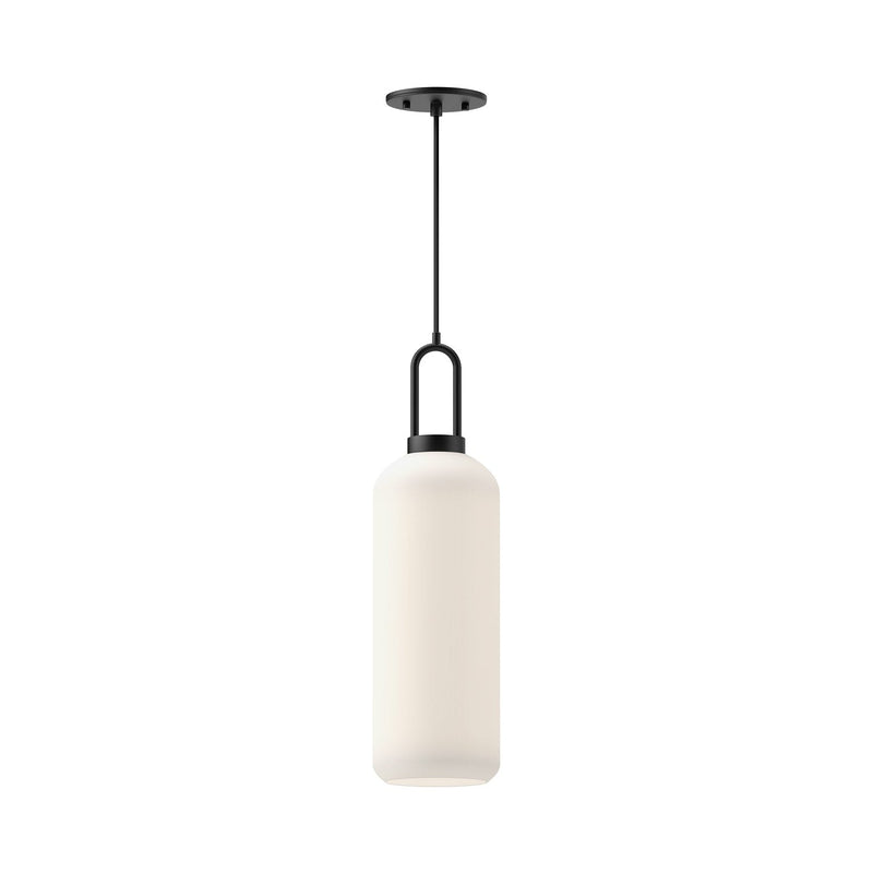 Soji 6" Pendant in Matte Black/Opal Matte Glass
