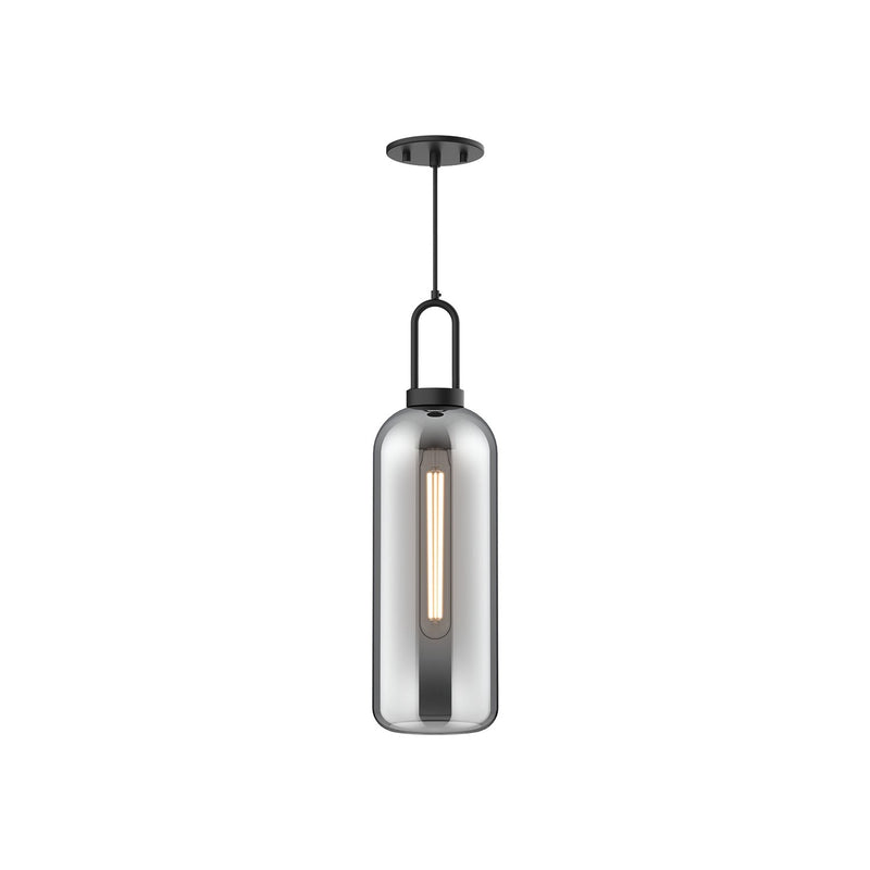 Soji 6" Pendant in Matte Black/Smoked Solid Glass