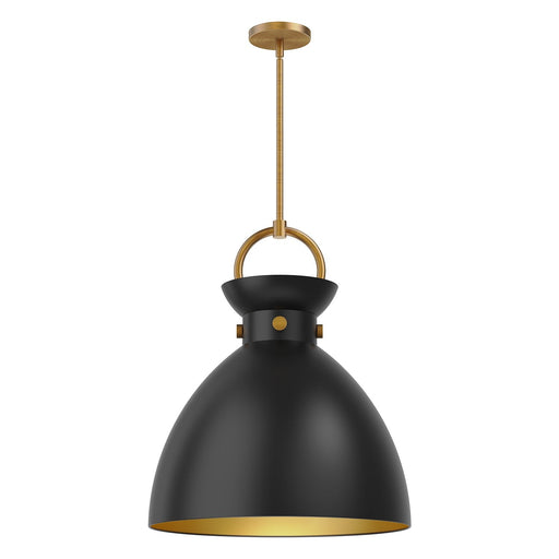 Waldo 18" Metal Shade Pendant in Aged Gold/Matte Black