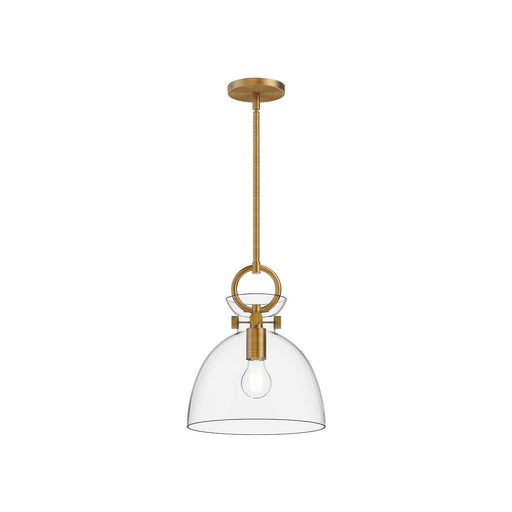Waldo 11" Glass Shade Pendant in Aged Gold/Clear