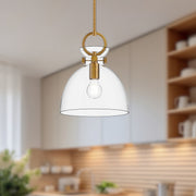 Waldo 11" Glass Shade Pendant in Aged Gold/Clear