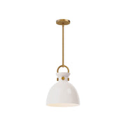 Waldo 11" Glass Shade Pendant in Aged Gold/Glossy Opal Glass