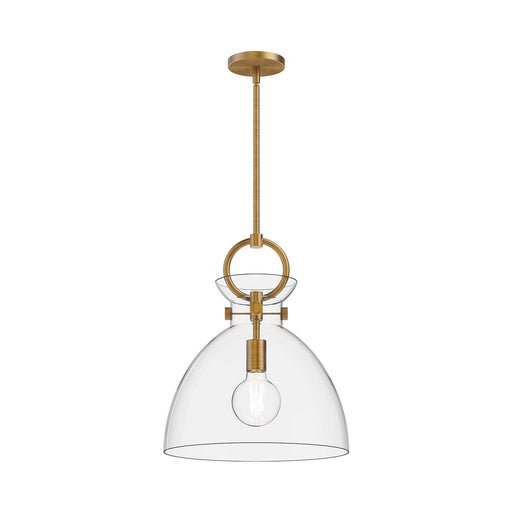 Waldo 14" Glass Shade Pendant in Aged Gold/Clear