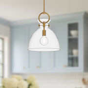 Waldo 14" Glass Shade Pendant in Aged Gold/Clear