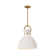 Waldo 14" Glass Shade Pendant in Aged Gold/Glossy Opal Glass