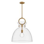 Waldo 18" Glass Shade Pendant in Aged Gold/Clear
