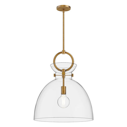 Waldo 18" Glass Shade Pendant in Aged Gold/Clear