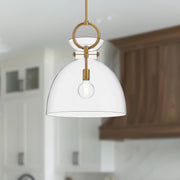 Waldo 18" Glass Shade Pendant in Aged Gold/Clear