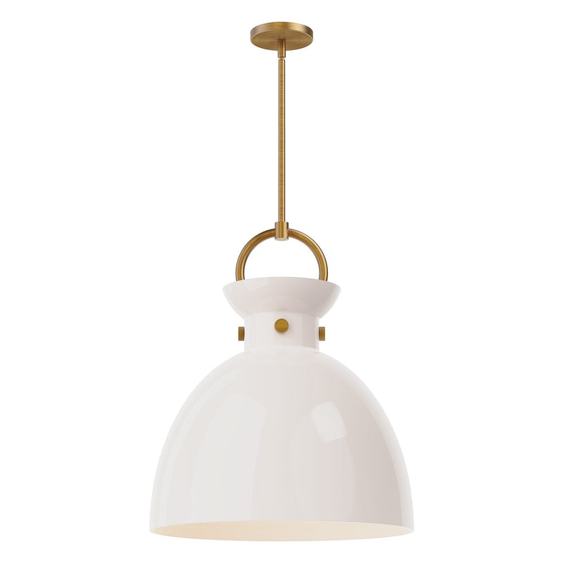 Waldo 18" Glass Shade Pendant in Aged Gold/Glossy Opal Glass