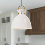 Waldo 18" Glass Shade Pendant in Aged Gold/Glossy Opal Glass