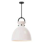 Waldo 18" Glass Shade Pendant in Matte Black/Glossy Opal Glass