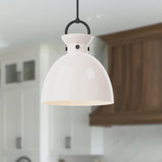Waldo 18" Glass Shade Pendant in Matte Black/Glossy Opal Glass