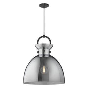 Waldo 18" Glass Shade Pendant in Matte Black/Smoked