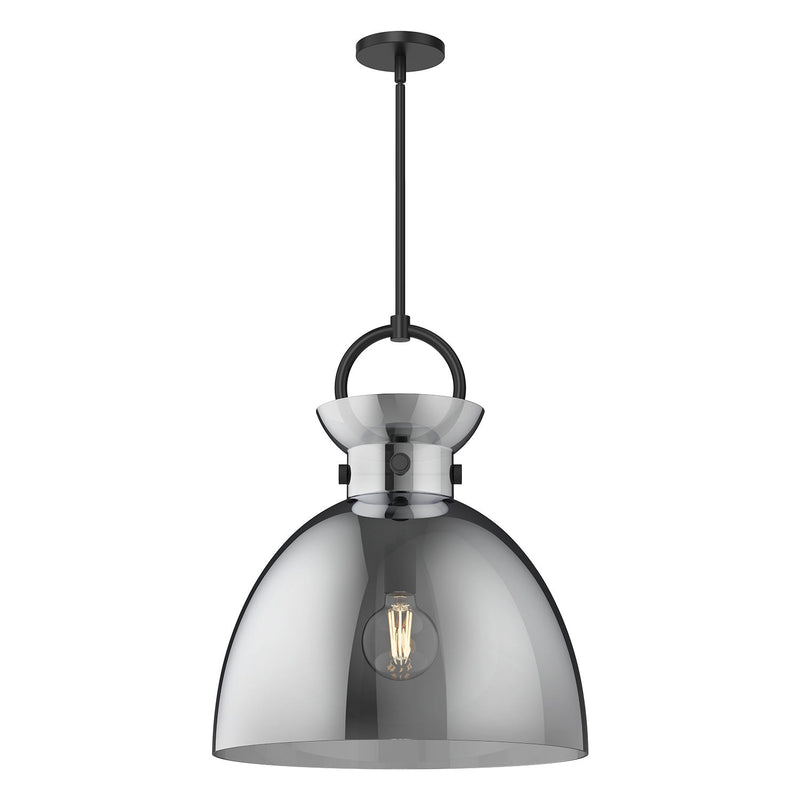 Waldo 18" Glass Shade Pendant in Matte Black/Smoked