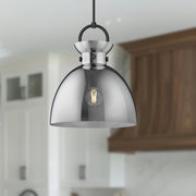 Waldo 18" Glass Shade Pendant in Matte Black/Smoked