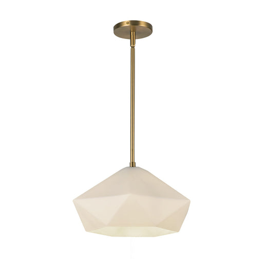 Krysta 14" Pendant in Brushed Gold/Opal Glass