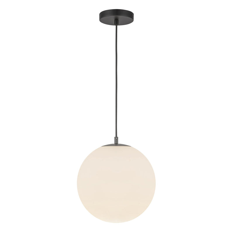 Marco 12" LED Pendant in Black/Opal Glass