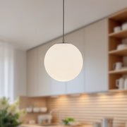 Marco 12" LED Pendant in Black/Opal Glass