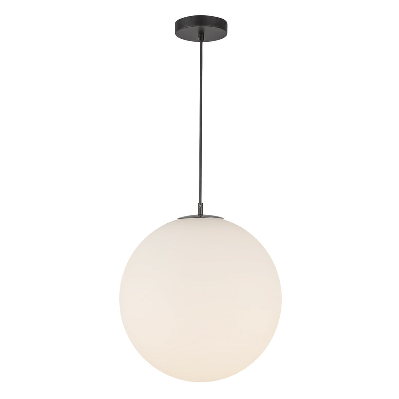 Marco 16" LED Pendant in Black/Opal Glass
