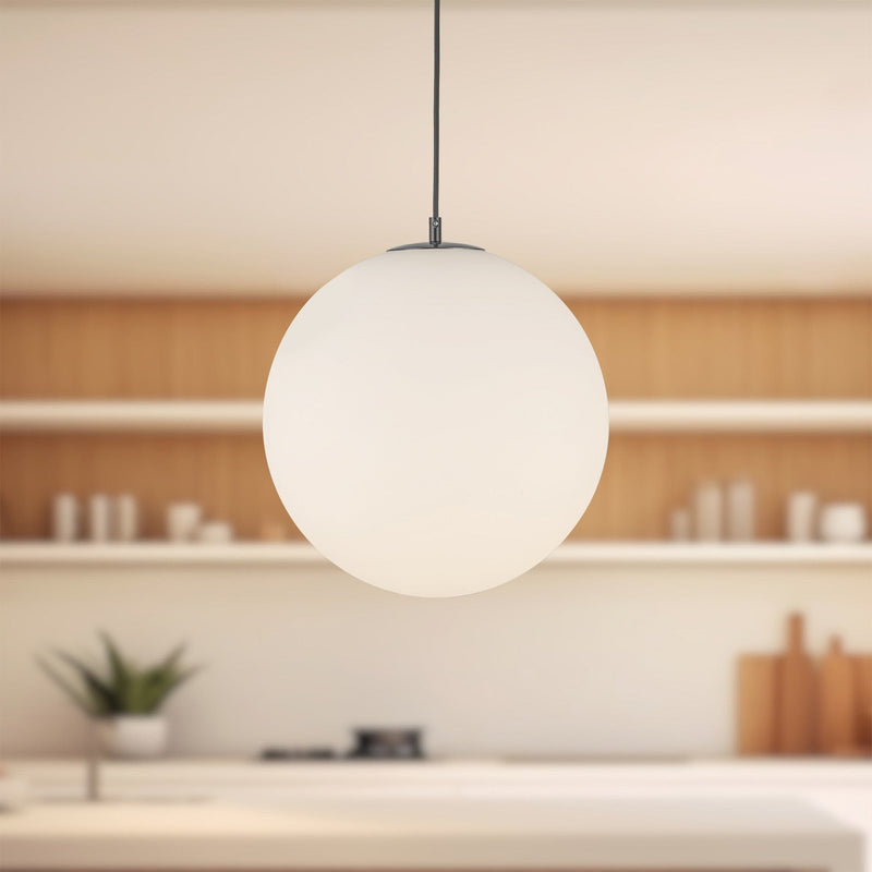 Marco 16" LED Pendant in Black/Opal Glass