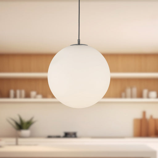 Marco 16" LED Pendant in Black/Opal Glass