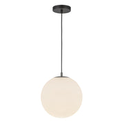Marco 12" LED Pendant with 196" Cable in Black/Opal Glass
