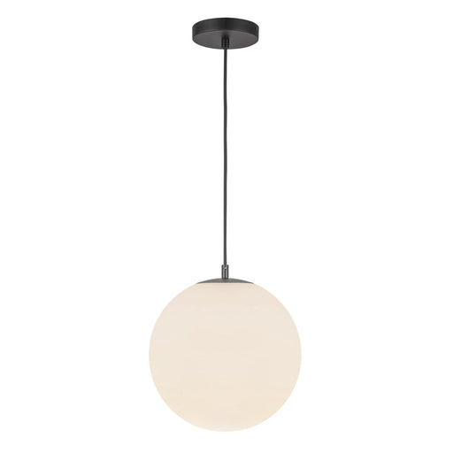 Marco 12" LED Pendant with 196" Cable in Black/Opal Glass