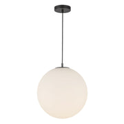 Marco 16" LED Pendant with 196" Cable in Black/Opal Glass