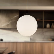 Marco 16" LED Pendant with 196" Cable in Black/Opal Glass