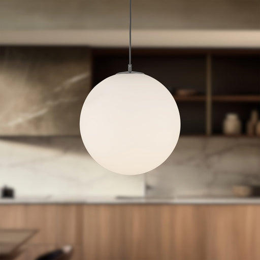 Marco 16" LED Pendant with 196" Cable in Black/Opal Glass