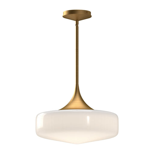 Lincoln 14" Pendant in Aged Gold/Glossy Opal Glass