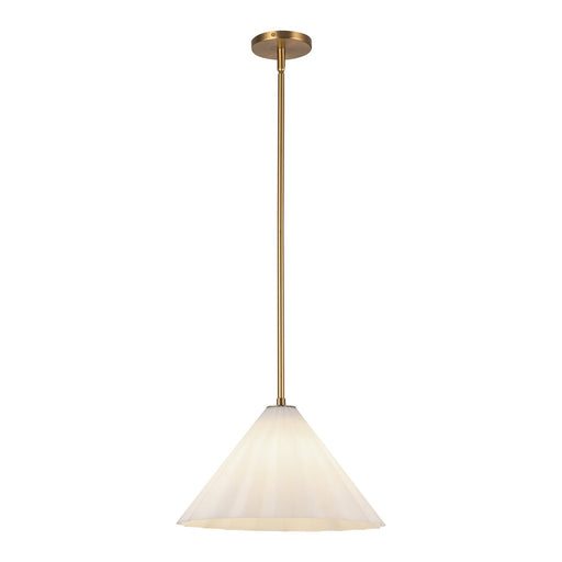 Serena 14" Pendant in Aged Gold/Opal Glass