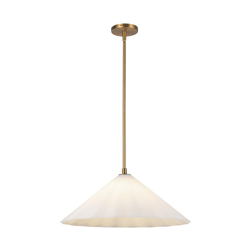 Serena 20" Pendant in Aged Gold/Opal Glass